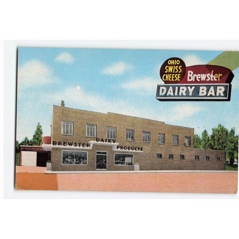 Vintage Brewster Dairy Products Ohio Swiss Cheese Dairy Bar Linen Postcard